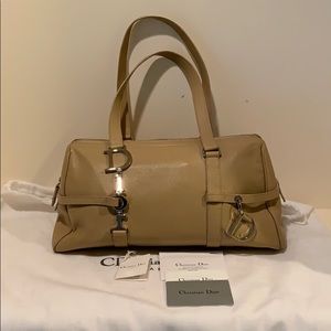 Christian Dior Leather Logo Charm Boston Bag